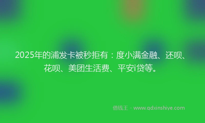 2025年的浦发卡被秒拒有：度小满金融、还呗、花呗、美团生活费、平安i贷等。