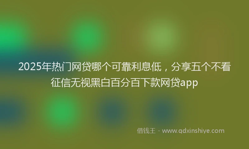 2025年热门网贷哪个可靠利息低，分享五个不看征信无视黑白百分百下款网贷app