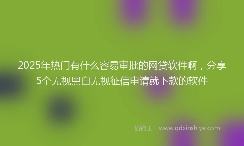 2025年热门有什么容易审批的网贷软件啊，分享5个无视黑白无视征信申请就下款的软件