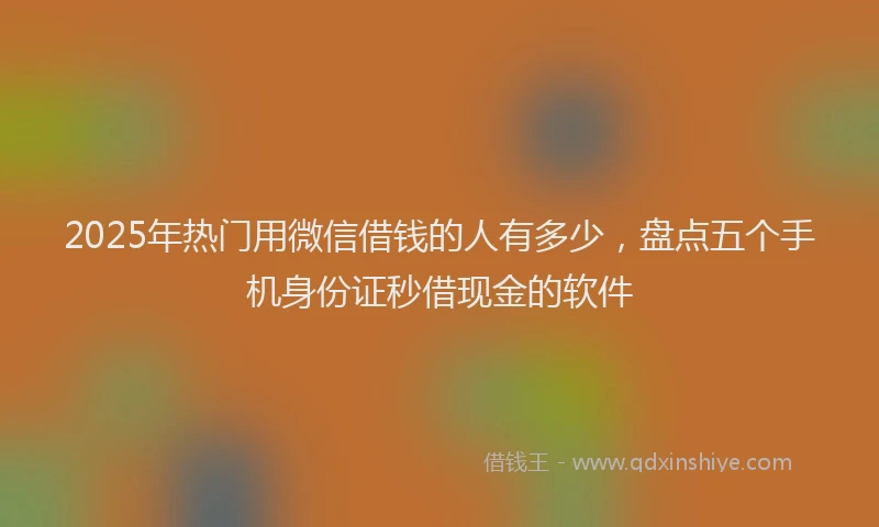 2025年热门用微信借钱的人有多少，盘点五个手机身份证秒借现金的软件