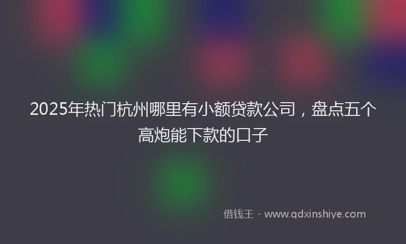 2025年热门杭州哪里有小额贷款公司，盘点五个高炮能下款的口子