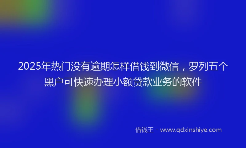 2025年热门没有逾期怎样借钱到微信，罗列五个黑户可快速办理小额贷款业务的软件