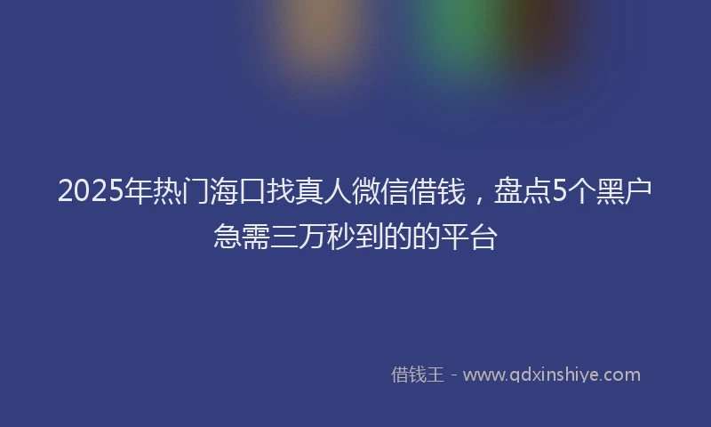 2025年热门海口找真人微信借钱，盘点5个黑户急需三万秒到的的平台