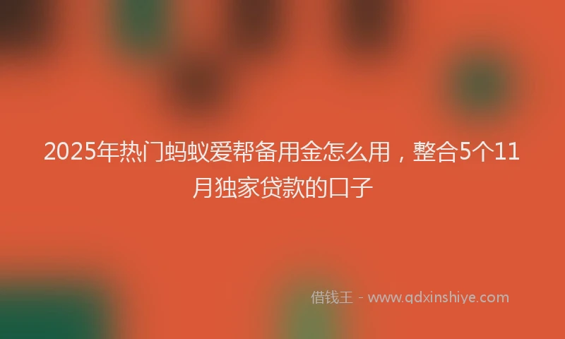 2025年热门蚂蚁爱帮备用金怎么用，整合5个11月独家贷款的口子