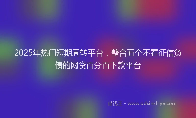 2025年热门短期周转平台，整合五个不看征信负债的网贷百分百下款平台