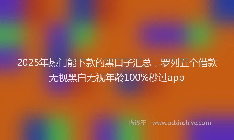 2025年热门能下款的黑口子汇总，罗列五个借款无视黑白无视年龄100%秒过app