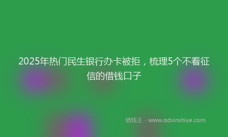 2025年热门民生银行办卡被拒，梳理5个不看征信的借钱口子
