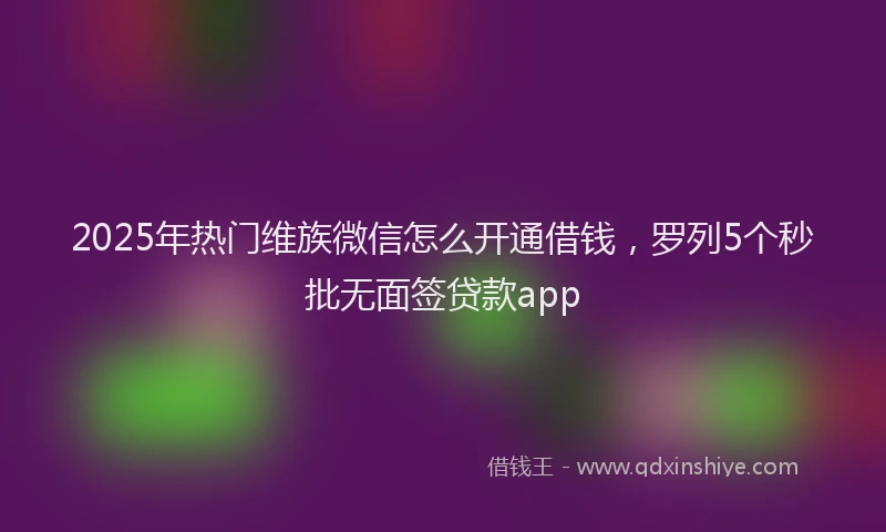 2025年热门维族微信怎么开通借钱，罗列5个秒批无面签贷款app