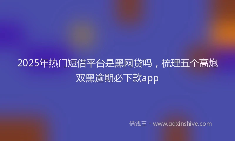 2025年热门短借平台是黑网贷吗，梳理五个高炮双黑逾期必下款app