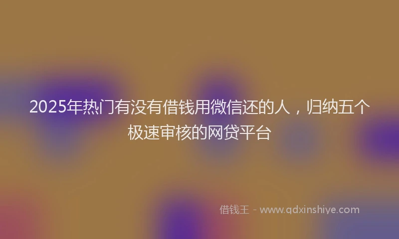 2025年热门有没有借钱用微信还的人，归纳五个极速审核的网贷平台