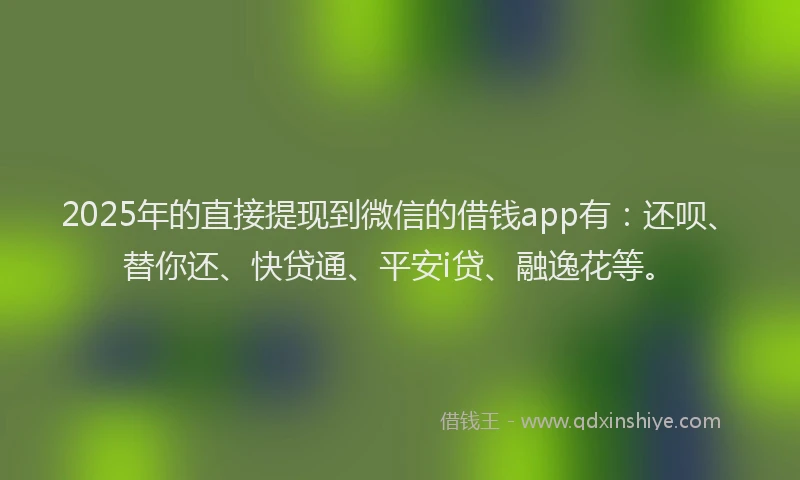 2025年的直接提现到微信的借钱app有：还呗、替你还、快贷通、平安i贷、融逸花等。