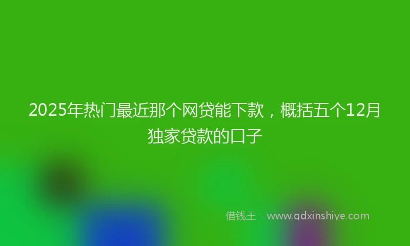 2025年热门最近那个网贷能下款，概括五个12月独家贷款的口子