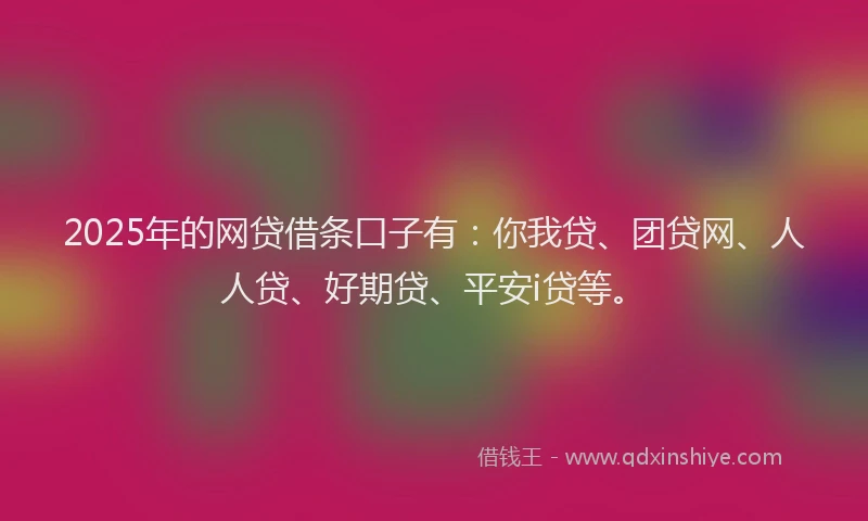 2025年的网贷借条口子有：你我贷、团贷网、人人贷、好期贷、平安i贷等。
