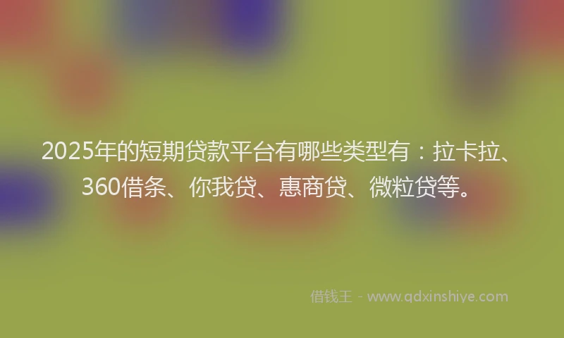2025年的短期贷款平台有哪些类型有：拉卡拉、360借条、你我贷、惠商贷、微粒贷等。