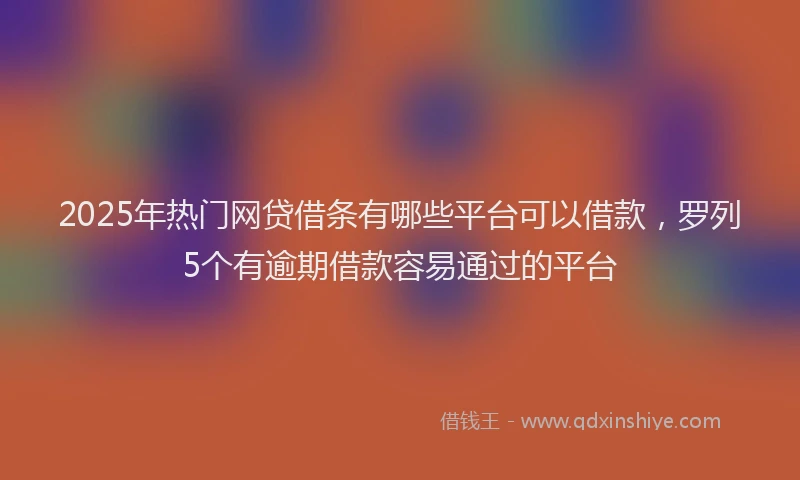 2025年热门网贷借条有哪些平台可以借款，罗列5个有逾期借款容易通过的平台