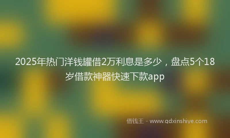 2025年热门洋钱罐借2万利息是多少，盘点5个18岁借款神器快速下款app