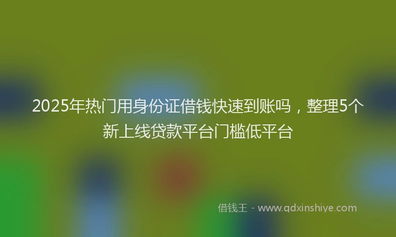 2025年热门用身份证借钱快速到账吗，整理5个新上线贷款平台门槛低平台