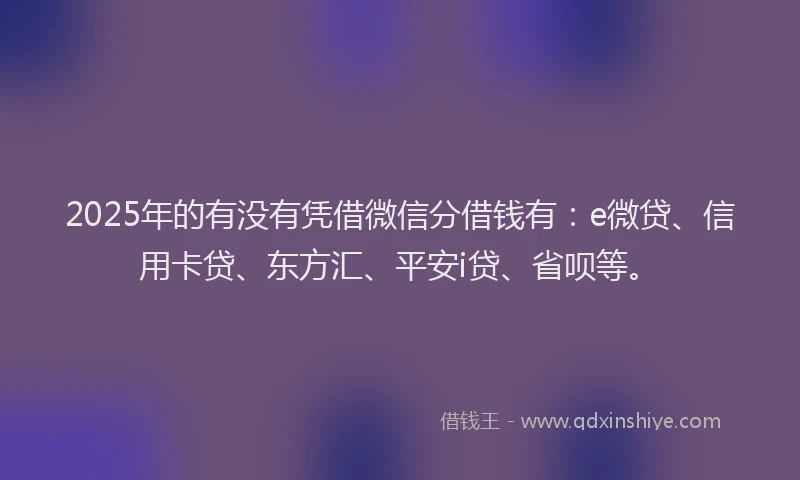 2025年的有没有凭借微信分借钱有：e微贷、信用卡贷、东方汇、平安i贷、省呗等。