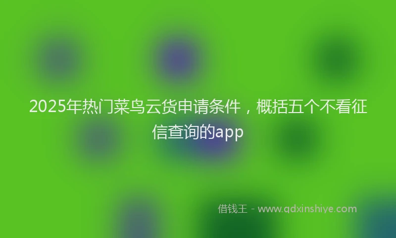 2025年热门菜鸟云货申请条件，概括五个不看征信查询的app