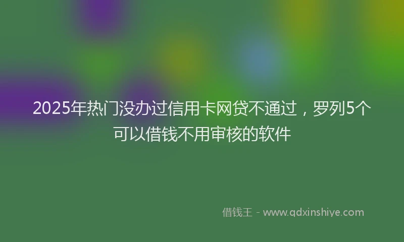2025年热门没办过信用卡网贷不通过，罗列5个可以借钱不用审核的软件