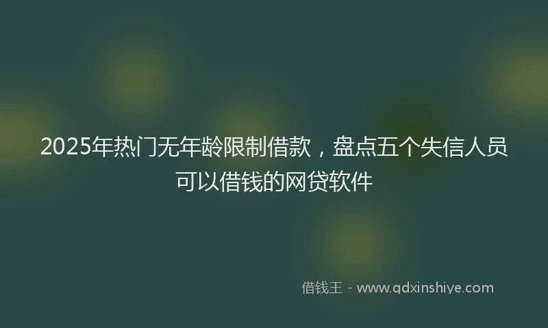 2025年热门无年龄限制借款，盘点五个失信人员可以借钱的网贷软件