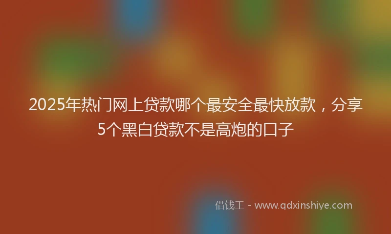 2025年热门网上贷款哪个最安全最快放款，分享5个黑白贷款不是高炮的口子