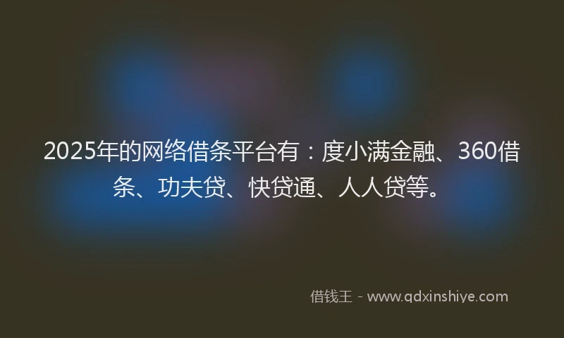 2025年的网络借条平台有：度小满金融、360借条、功夫贷、快贷通、人人贷等。