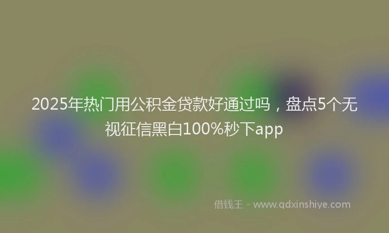2025年热门用公积金贷款好通过吗，盘点5个无视征信黑白100%秒下app