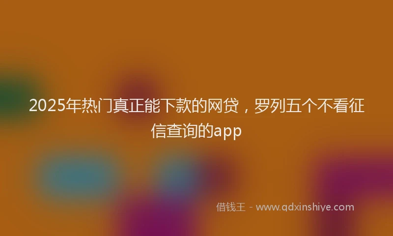 2025年热门真正能下款的网贷，罗列五个不看征信查询的app