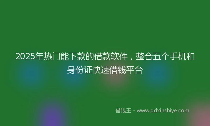 2025年热门能下款的借款软件，整合五个手机和身份证快速借钱平台