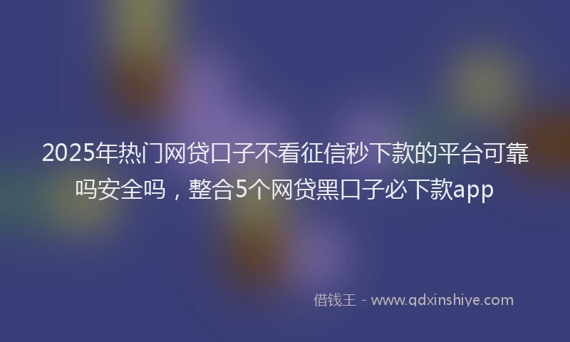 2025年热门网贷口子不看征信秒下款的平台可靠吗安全吗，整合5个网贷黑口子必下款app