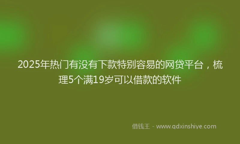 2025年热门有没有下款特别容易的网贷平台，梳理5个满19岁可以借款的软件
