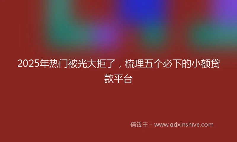 2025年热门被光大拒了，梳理五个必下的小额贷款平台