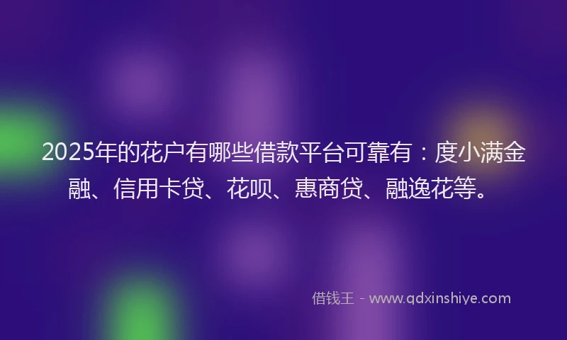 2025年的花户有哪些借款平台可靠有：度小满金融、信用卡贷、花呗、惠商贷、融逸花等。