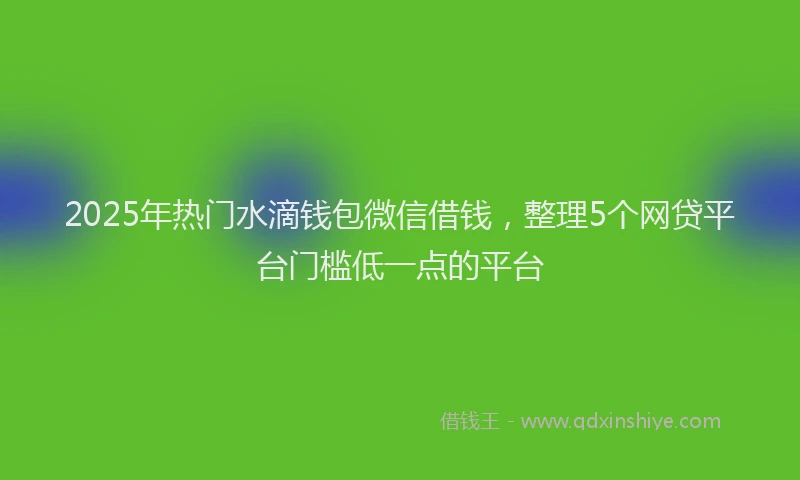2025年热门水滴钱包微信借钱，整理5个网贷平台门槛低一点的平台