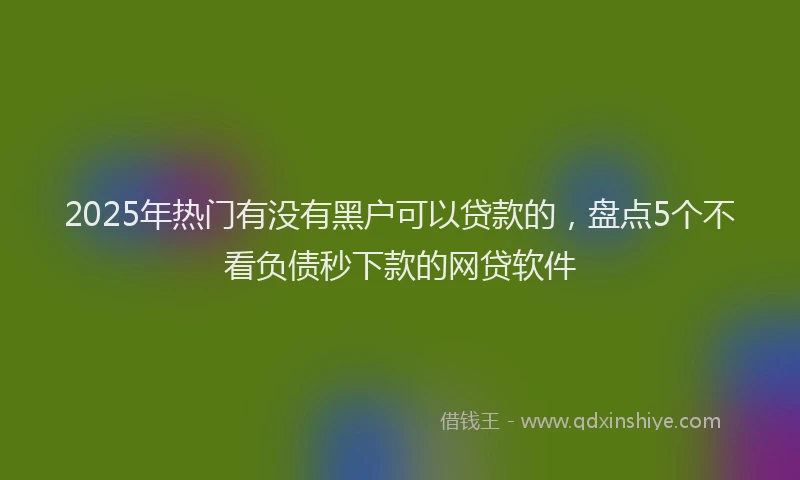 2025年热门有没有黑户可以贷款的，盘点5个不看负债秒下款的网贷软件
