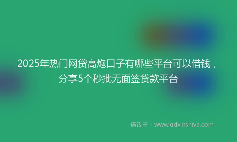 2025年热门网贷高炮口子有哪些平台可以借钱，分享5个秒批无面签贷款平台