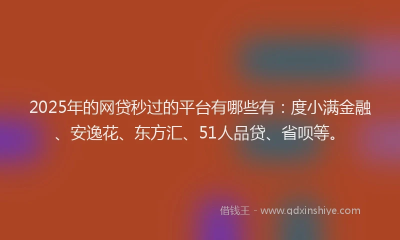 2025年的网贷秒过的平台有哪些有：度小满金融、安逸花、东方汇、51人品贷、省呗等。
