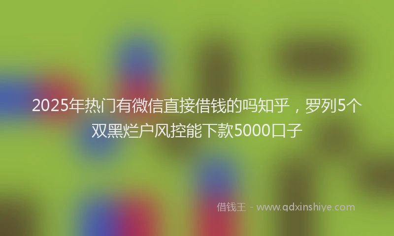 2025年热门有微信直接借钱的吗知乎，罗列5个双黑烂户风控能下款5000口子