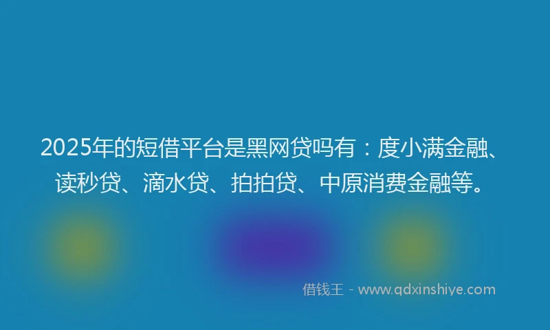 2025年的短借平台是黑网贷吗有：度小满金融、读秒贷、滴水贷、拍拍贷、中原消费金融等。