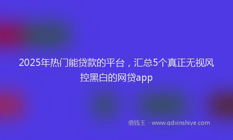 2025年热门能贷款的平台，汇总5个真正无视风控黑白的网贷app
