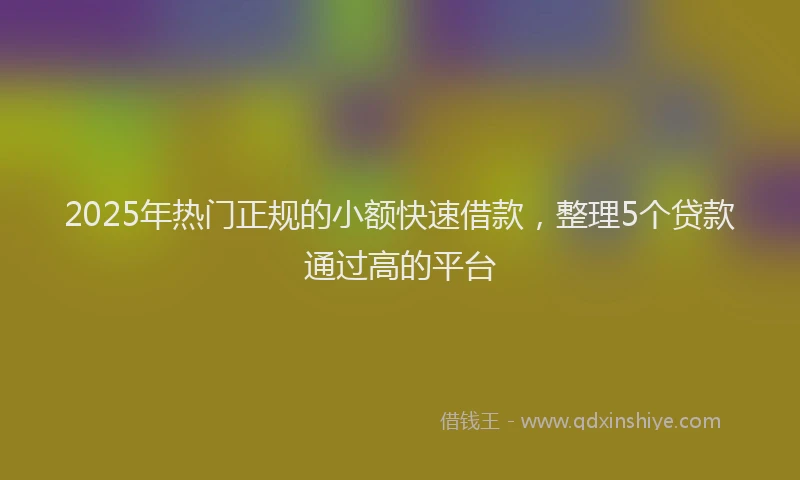 2025年热门正规的小额快速借款，整理5个贷款通过高的平台