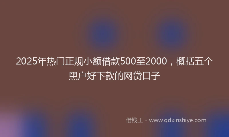 2025年热门正规小额借款500至2000，概括五个黑户好下款的网贷口子