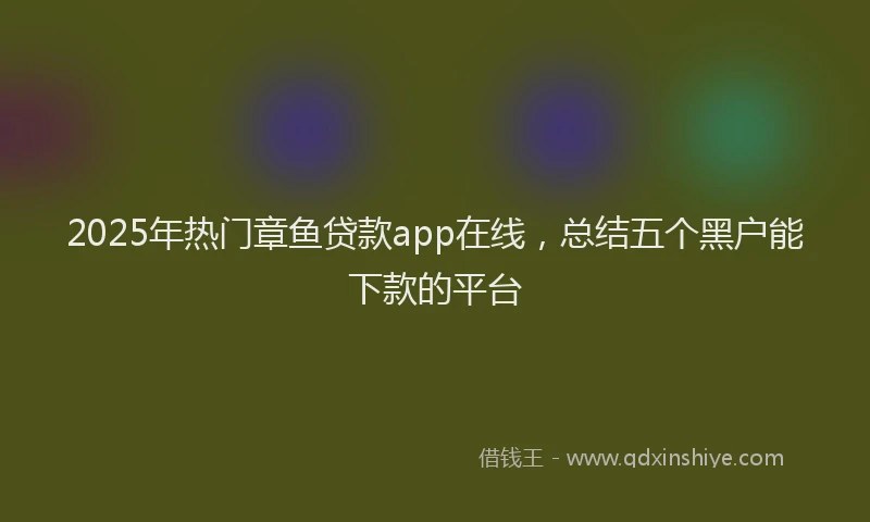 2025年热门章鱼贷款app在线，总结五个黑户能下款的平台