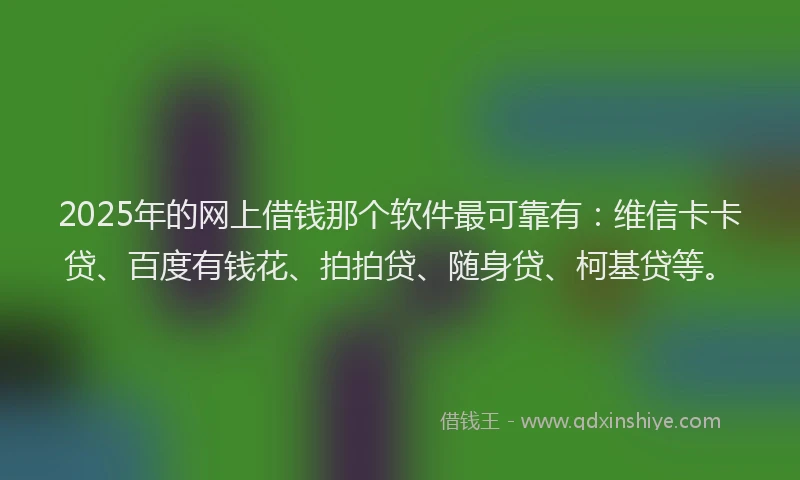 2025年的网上借钱那个软件最可靠有：维信卡卡贷、百度有钱花、拍拍贷、随身贷、柯基贷等。