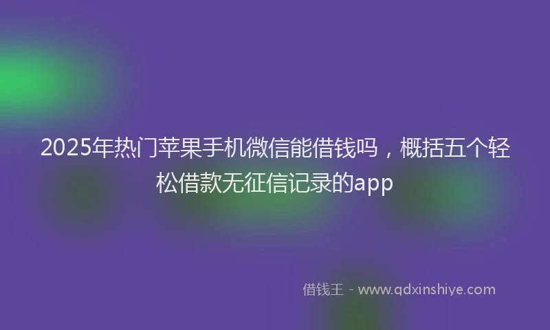 2025年热门苹果手机微信能借钱吗，概括五个轻松借款无征信记录的app