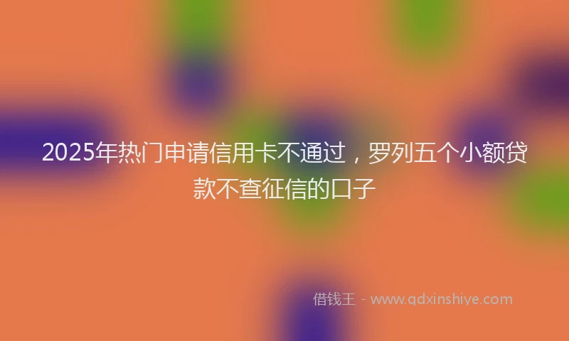 2025年热门申请信用卡不通过，罗列五个小额贷款不查征信的口子