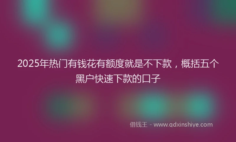 2025年热门有钱花有额度就是不下款，概括五个黑户快速下款的口子