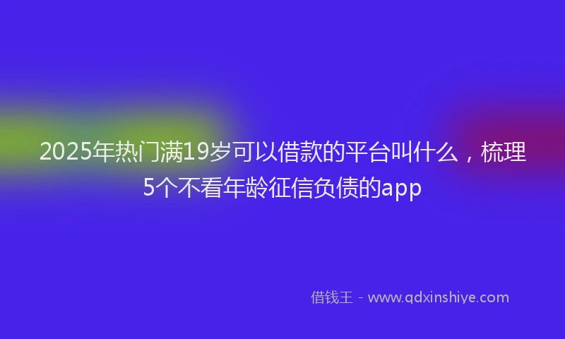 2025年热门满19岁可以借款的平台叫什么，梳理5个不看年龄征信负债的app