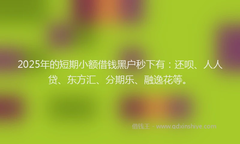2025年的短期小额借钱黑户秒下有：还呗、人人贷、东方汇、分期乐、融逸花等。